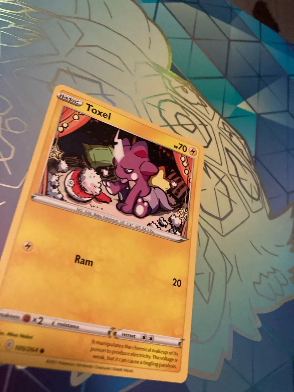 No scratches or dents! Pokemon Toxel Trading Card - Yellow and Purple Artwork